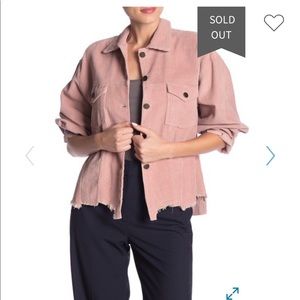 Pink Corduroy Distressed Jacket